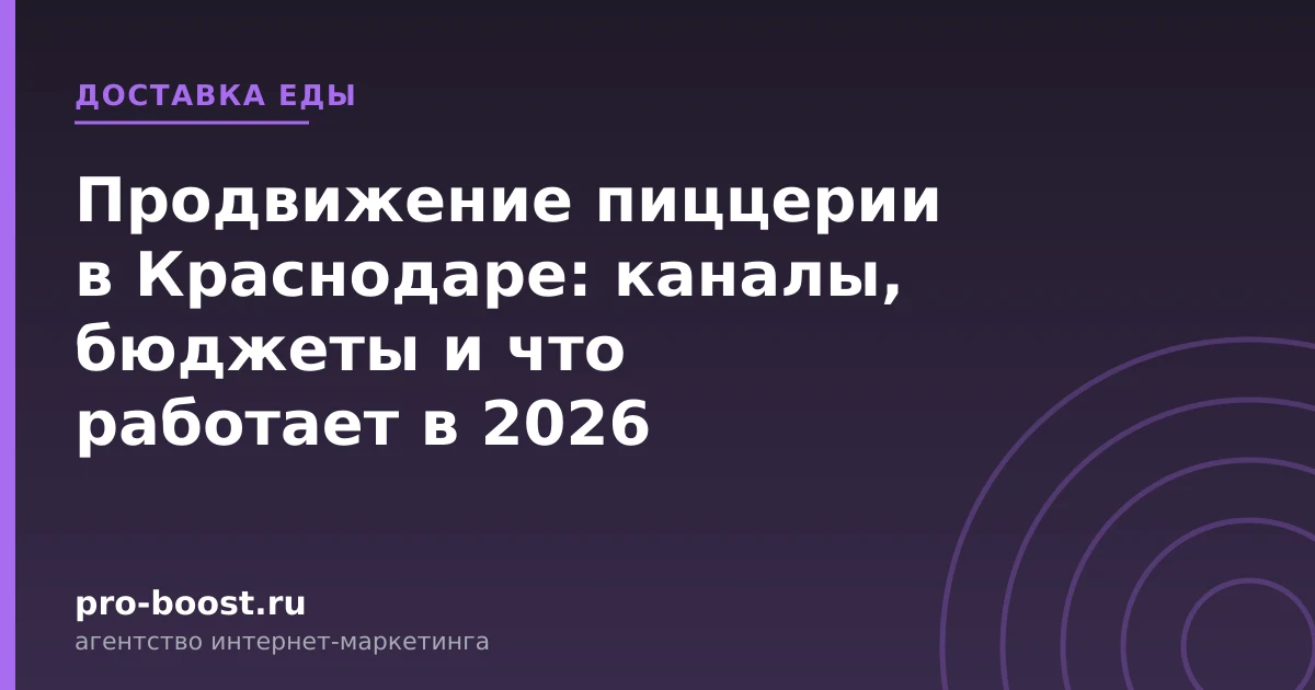 Продвижение пиццерии в Краснодаре: каналы, бюджеты и что работает в 2026 — доставка еды, заказы, продвижение, реклама